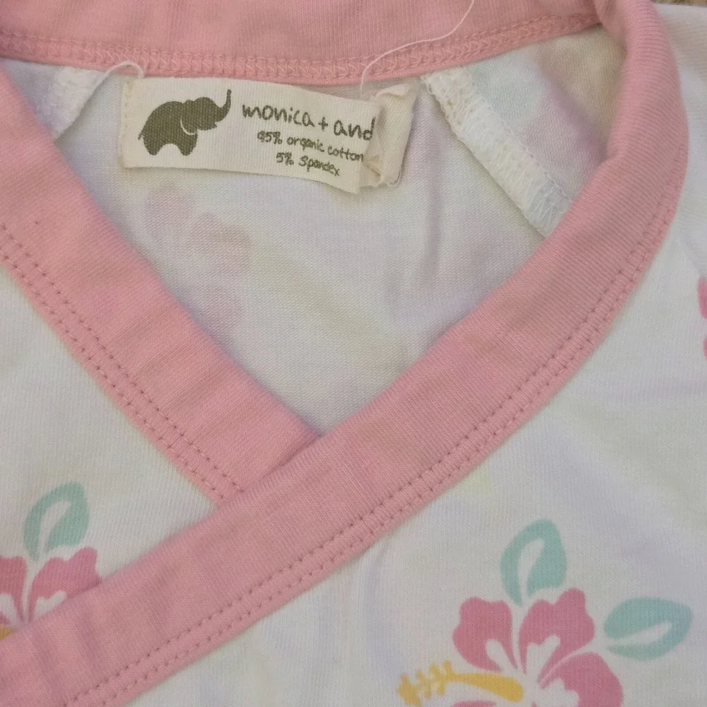 Monica & Andy Baby Girl Floral Kimono Romper – Pink Hibiscus Print with Side Tie